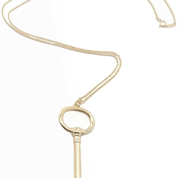 Authentic! Tiffany & Co 18k Yellow Gold Oval Key Pendant Necklace - Picture 5 of 6
